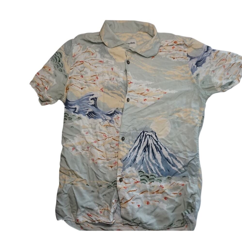 Stylish Rhythm Trade Winds Cuban Shorts - Fuki Waves Print